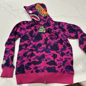 BAPE 1ST OG Camo Shark Full Zip Hoodie Purple